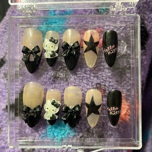 Handmade Press On Nails Hello Kitty